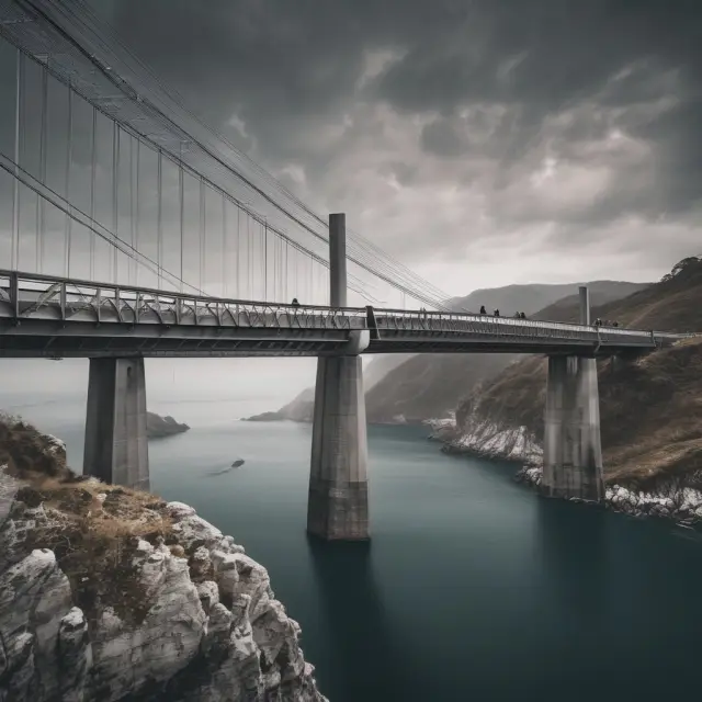 Two lands joined by a sturdy bridge illustrating partnership between investors and KPO providers in managing risks