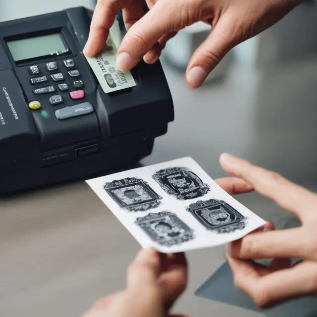 Manual credit card imprinter with carbon copies being released, contrasted against a sleek digital POS terminal