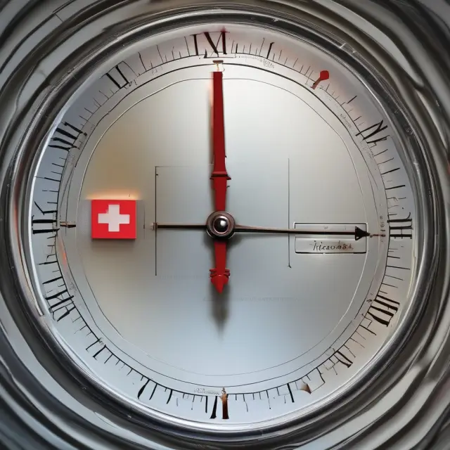 A prismatic, color-shifting barometer illustrating the KOF Economic Barometer for the Swiss economy