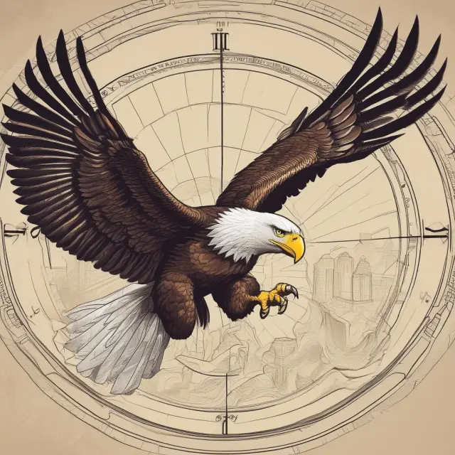 An eagle flying over a bar chart (KOF Economic Barometer) with the caption 