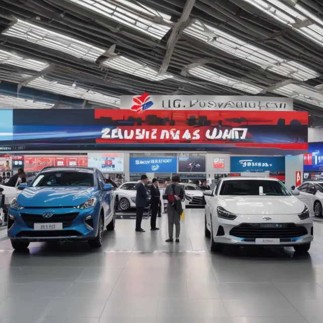Three colossal blocks representing Samsung Electronics, Hyundai Motor, and LG Chemical shaping South Korea