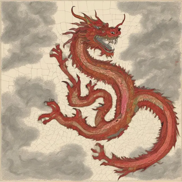 Dragon symbolizing the Korean economy with its 200 interconnected stocks forming its scales, representing the KOSPI 200 index