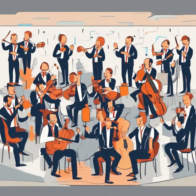 An orchestra performs in harmony as satisfied customers conduct, representing customer experience metrics serving as effective KPIs for business success.