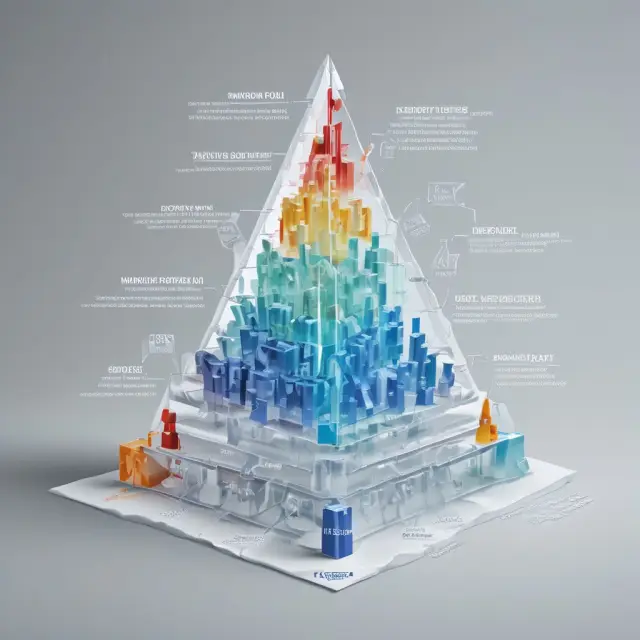 Melting ice sculpture revealing KPI insights through various data visualization tools: analytics software, Excel spreadsheets, BI tools, custom dashboards, and data warehouses.