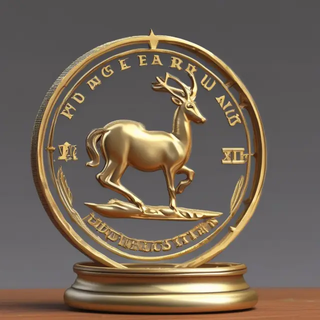 A golden Krugerrand coin balanced on a scale, with advantages represented by an upturned pan and disadvantages by a downturned one