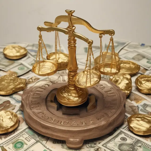 Gold Krugerrand atop a balance scale surrounded by shifting gold bars and currency symbols illustrating market influences on its value.