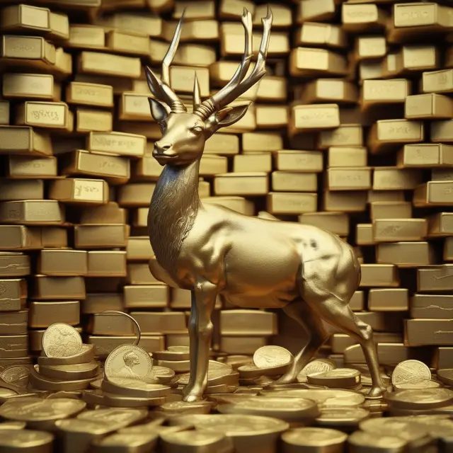 Golden springbok on a gold bar and Krugerrand background - Frequently Asked Questions about Krugerrands