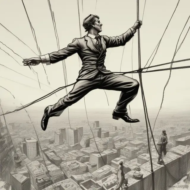 Person balancing on a tightrope, symbolizing KSOP