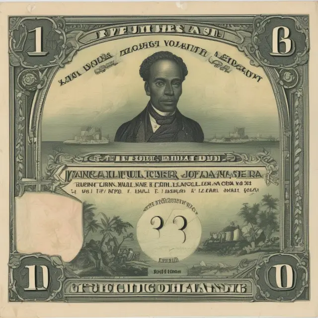 A newborn Cayman Islands dollar emerging from a wave, replacing the Jamaican dollar in a pool of water symbolizing currency transformation