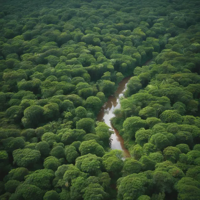 An image of flourishing rainforests representing developing countries providing carbon credits for the global community, contributing to the Kyoto Protocol