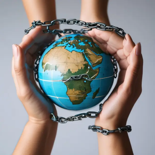 Global cooperation hands around the Earth, representing ongoing efforts in international climate diplomacy
