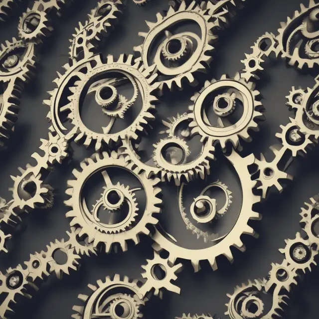 Gears turning and interconnecting, representing the flexibility of labor markets in adapting to economic changes