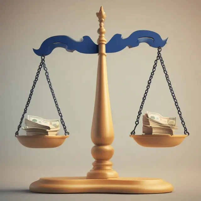 A scale on one side represents minimum wages, while the other depicts immigration - both affecting employment and wages.