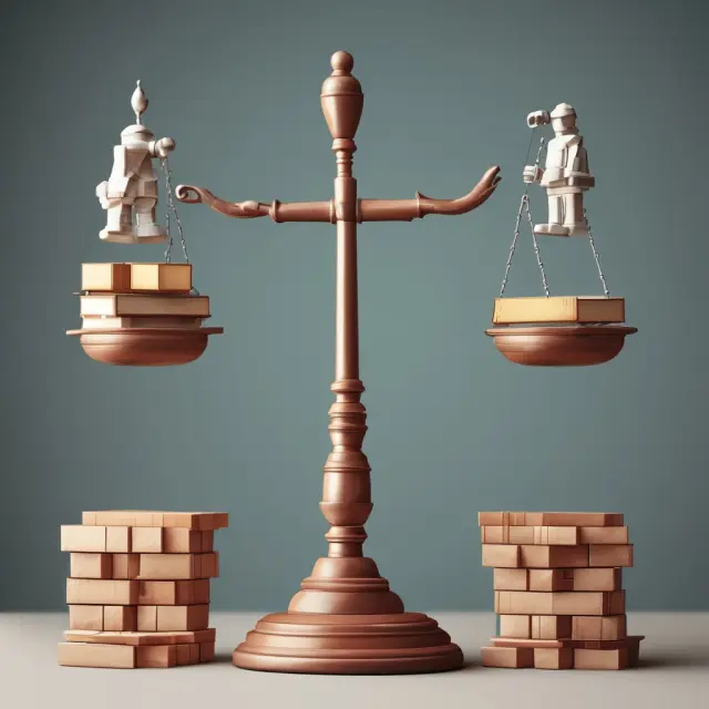 Image of a scale balancing physical capital, human capital development, and technology to represent labor productivity.