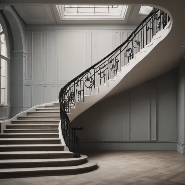 A winding staircase representing bond ladder strategy, with some rungs maturing and others growing, conveying adaptability.