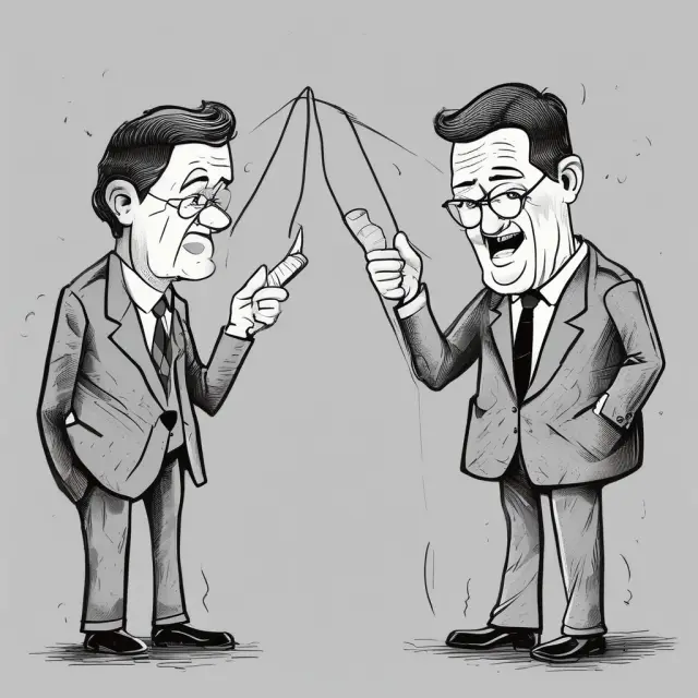Two economists engaging in a thoughtful discourse about the assumptions and criticisms of the Laffer Curve