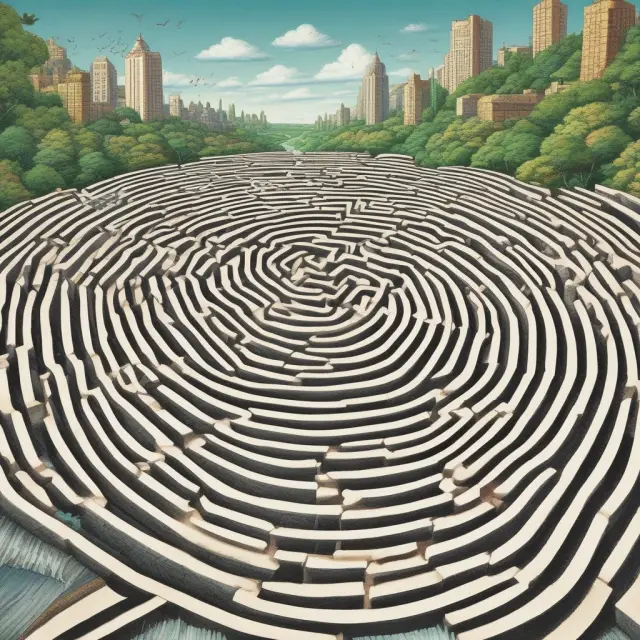 An intricate maze representing various global economies with taxes flowing through it, demonstrating the Laffer Curve