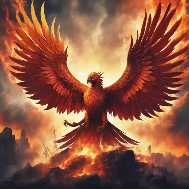 A Phoenix reborn from the flames, representing potential value hidden within lagging stocks
