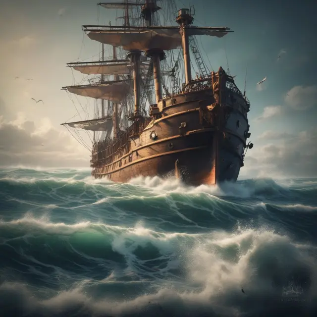 An image of a ship left behind in a stormy sea, symbolizing a laggard stock that trails its peers and the market.