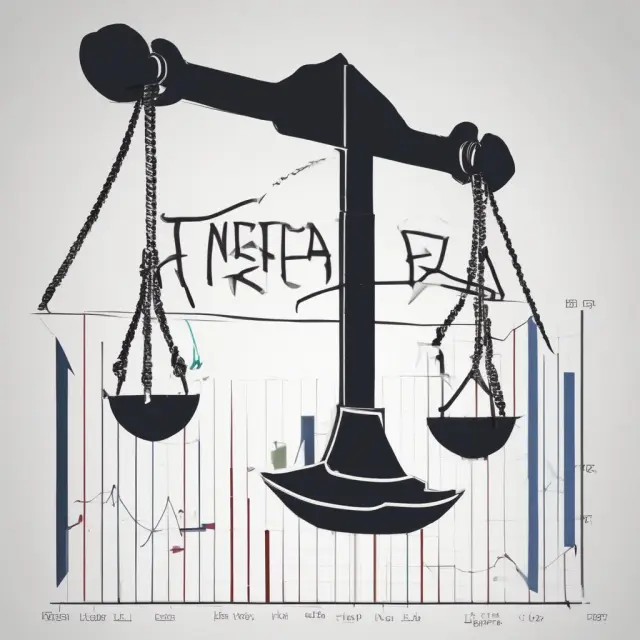 An ornate pendulum swings between economic graphs, with an anchor labeled 