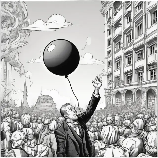 An image of laissez-faire hand releasing a balloon into the Keynesian economic maze, representing their contrasting philosophies in economics.