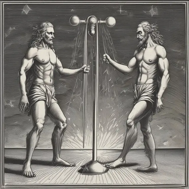 Two forces represented by Lambda and Vega on a see-saw, illustrating their relationship with volatility and option pricing.