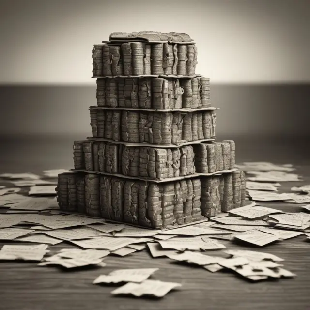 An elaborate puzzle made of law books, land deeds, and legal papers symbolizing a successfully set up land trust for asset protection