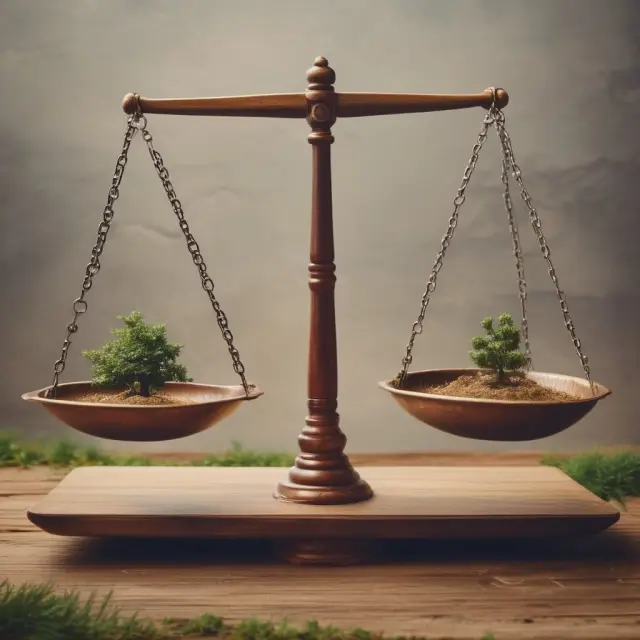 Scale representing taxes balanced against a land trust, depicting both tax liabilities and potential savings