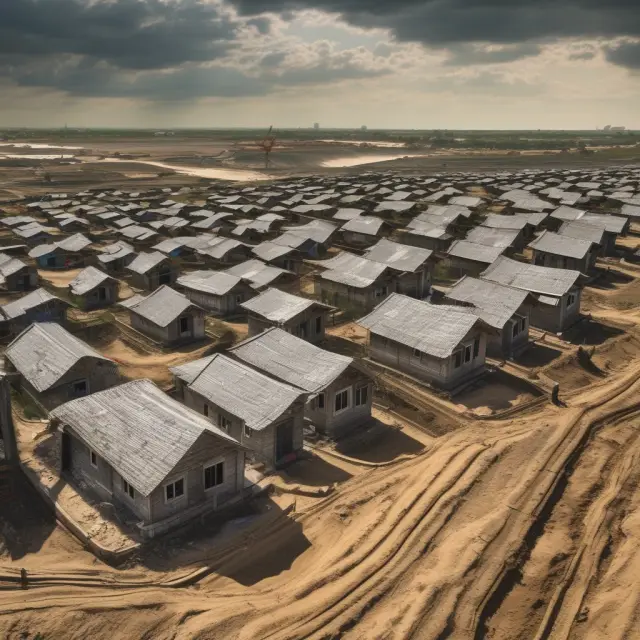 Land value tax concept with a stable foundation counteracting market swings, symbolizing fairness and predictability