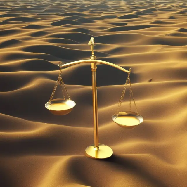Golden scale weighing the land