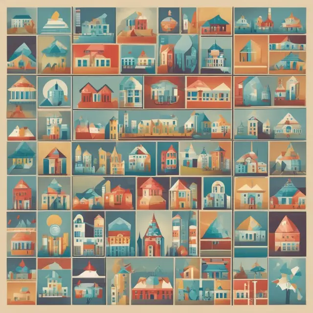 Mosaic depicting zoning, environmental, and legal land regulation tiles. Enhances SEO with keywords: Land Regulations, Zoning, Environmental, Legal.