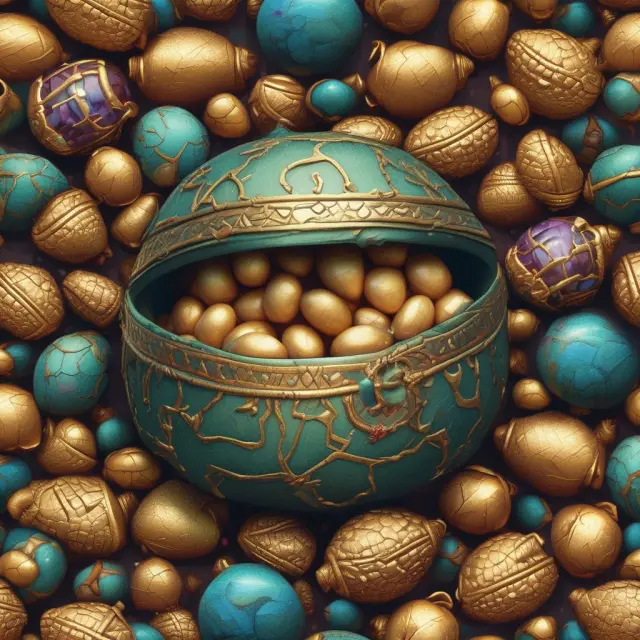 An Earth cradling golden acorns and precious stones represents the potential wealth generated from investing in valuable land assets.