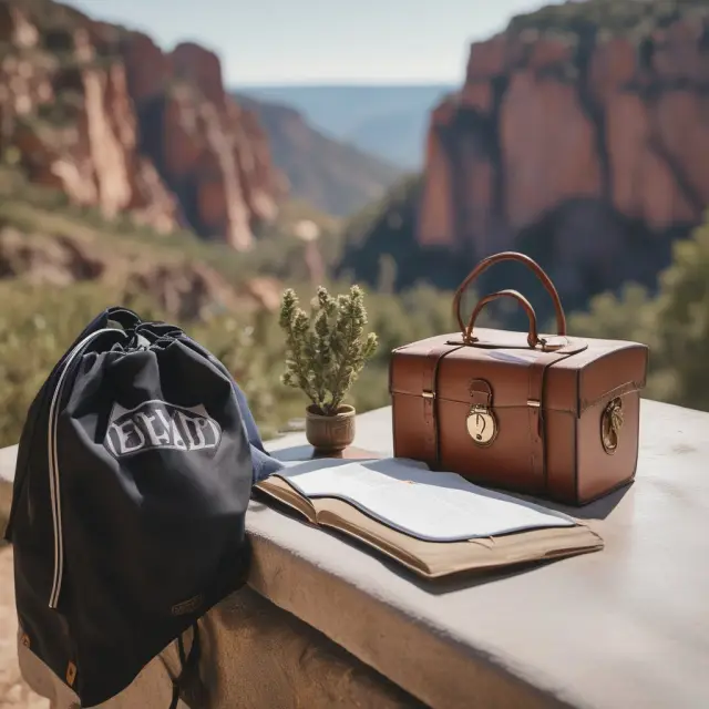 An image of two protective shields securing a title deed and an escrow bag on a cliffside deal table symbolizing the security of land contracts through title insurance and escrow services