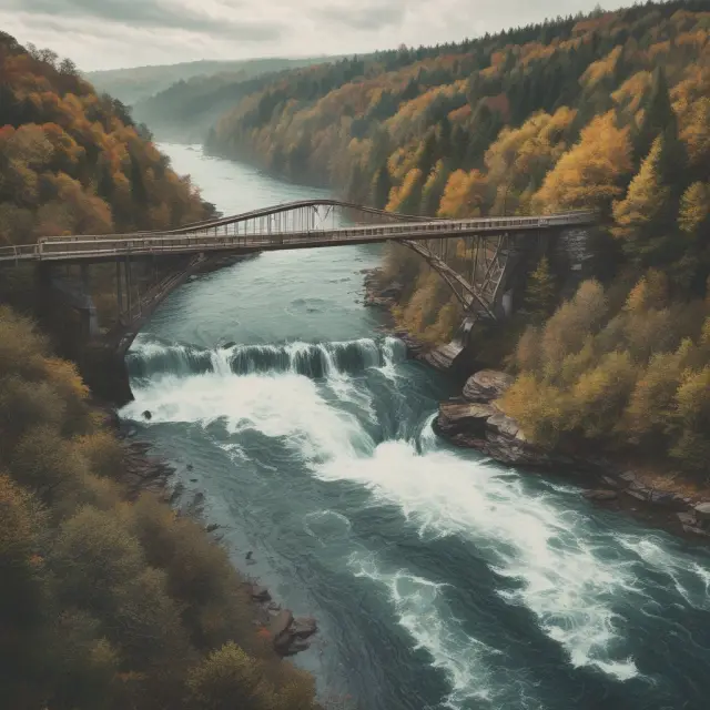 An image of a landlocked property connected to a larger parcel by a bridge, representing the concept of an easement by necessity.