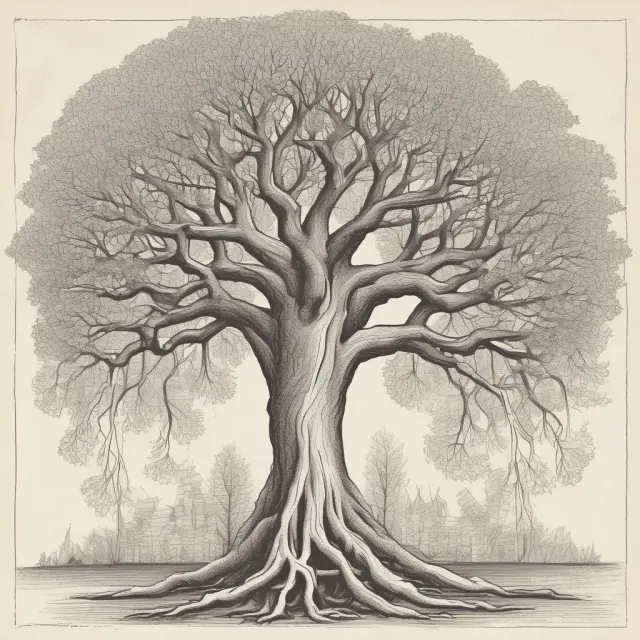 Intertwined tree branches symbolizing unity between parcels. Proves vital for easements by necessity when establishing severance of unity.