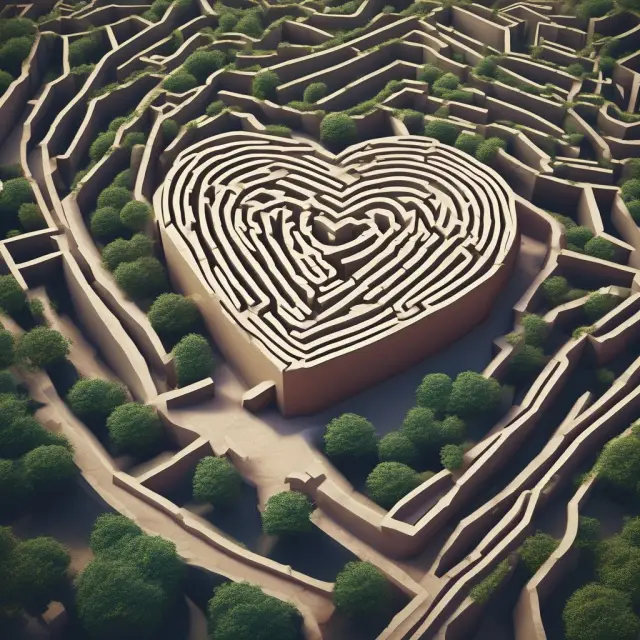A locked chest sits at the center of a sprawling maze of winding roads, representing the unique challenges and opportunities found in landlocked real estate.
