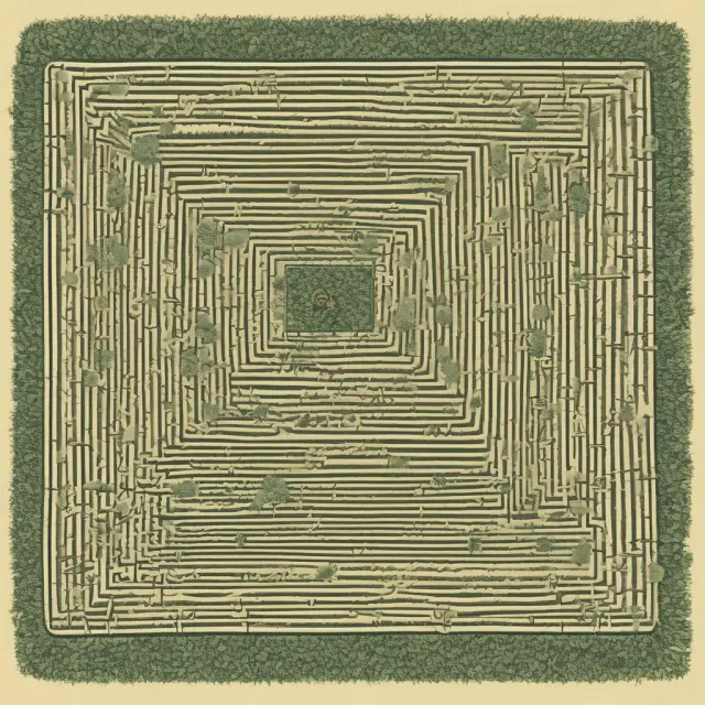 An institutional investor navigates a maze of farmlands, each parcel representing unique factors affecting land value: accessibility, environmental risks, and restrictive covenants.