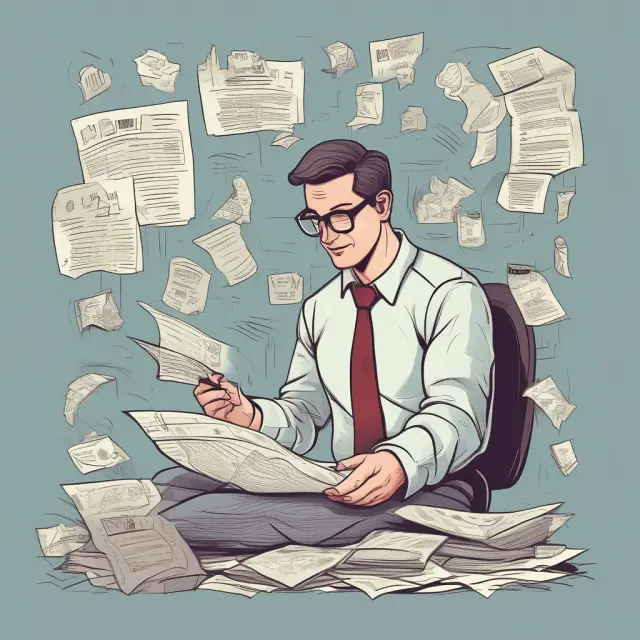 An accountant diligently reviewing cash receipts and customer statements to detect a hidden lapping scheme, with magnifying glass and loop illustrating the fraudulent cycle