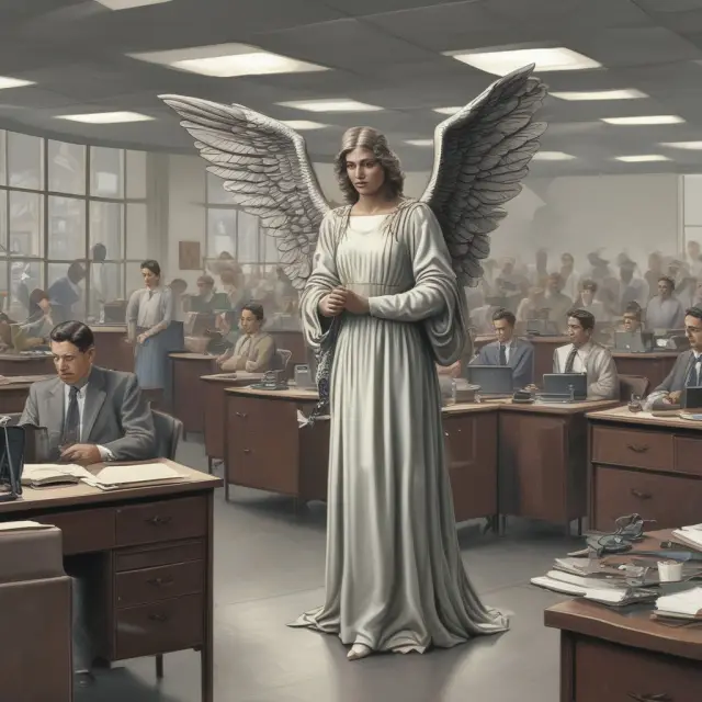An image of an angel supervising staff while shielded by internal controls and segregated duties, symbolizing fraud prevention measures.