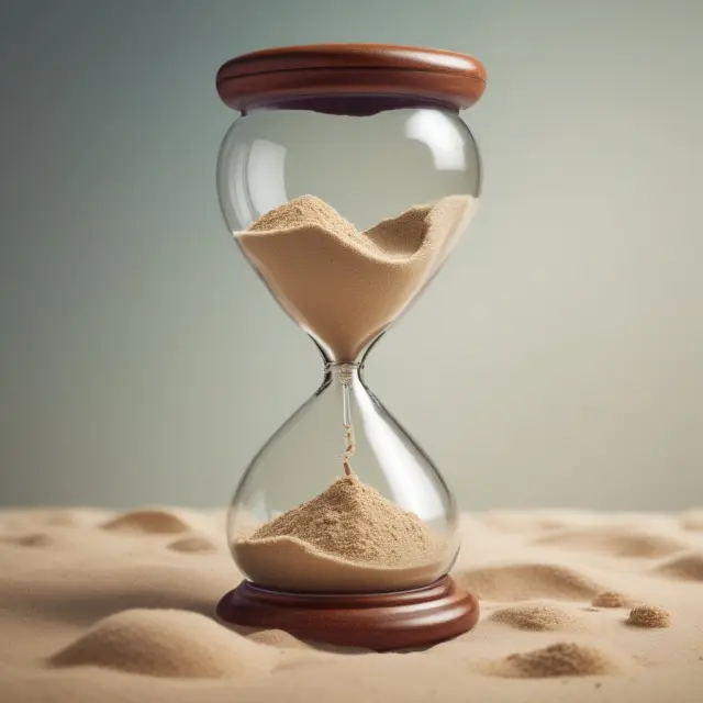 An hourglass pouring sand representing lost insurance coverage due to a lapse in policy payments.