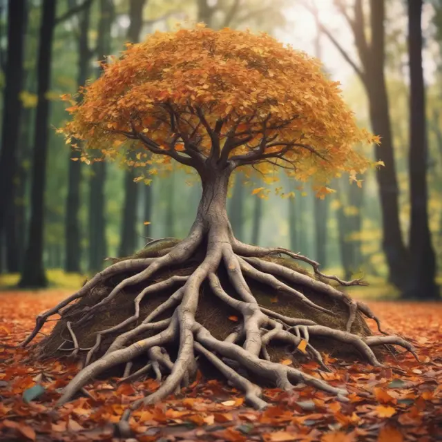 A vivid tree with premiums as its roots, growing into an active insurance coverage trunk. Falling leaves represent lapsed policies