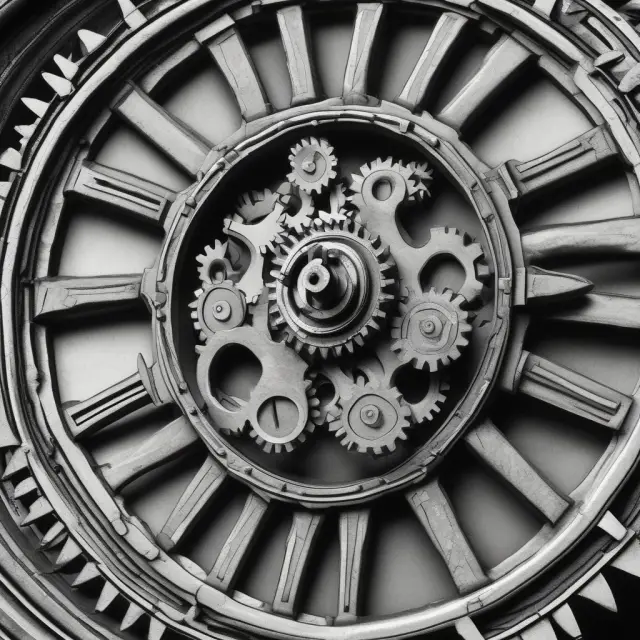 Large gears symbolizing large-cap stocks turning the hands of a market capitalization clock