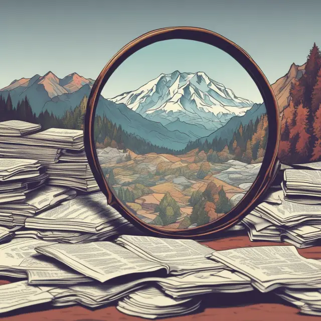 A magnifying glass examines an immense pile of stock reports, highlighting the importance of large trader reporting to regulatory oversight