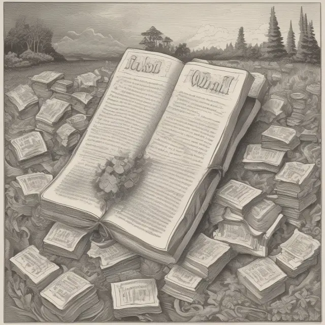 An open will document on a table with a hand holding it, while property, funeral urn, and financial assets flow around it, symbolizing the elements not covered by a last will