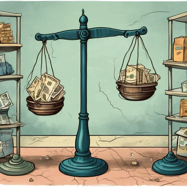 A balance scale with one pan representing a physical delivery option contract and the other, cash settlement. Both sections have coins symbolizing their respective processes on the last trading day.