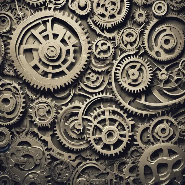 A set of gears representing finance and investment gradually slowing down due to diminishing marginal productivity