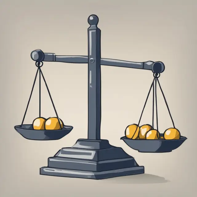 Balanced scale shows decreasing marginal productivity with increasing input costs, emphasizing the need for profitability adjustments.