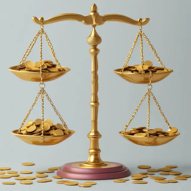 Gold coins and paper money on scales, highlighting the differences between lawful money and legal tender.