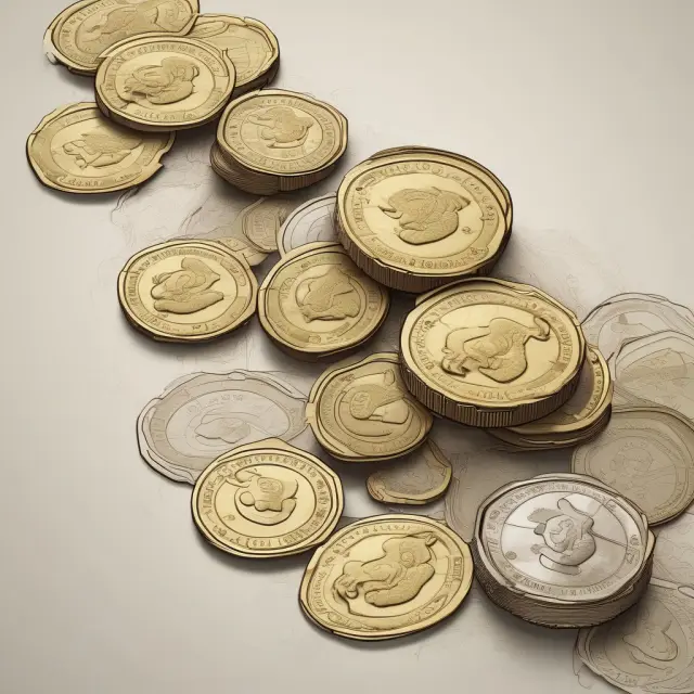 Visualization of gold coins transforming into paper money through the course of U.S. history