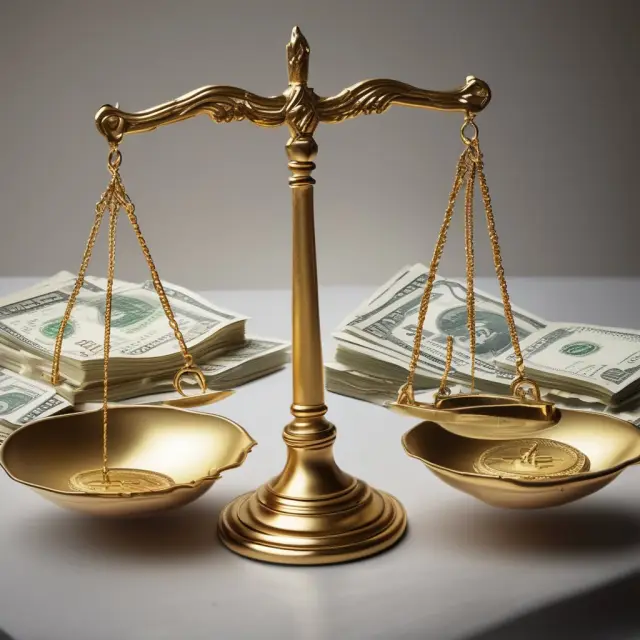 A golden scale balances a gold coin and a Federal Reserve note, representing the ongoing debate between legal tender (fiat money) and lawful money (backed by physical reserves)